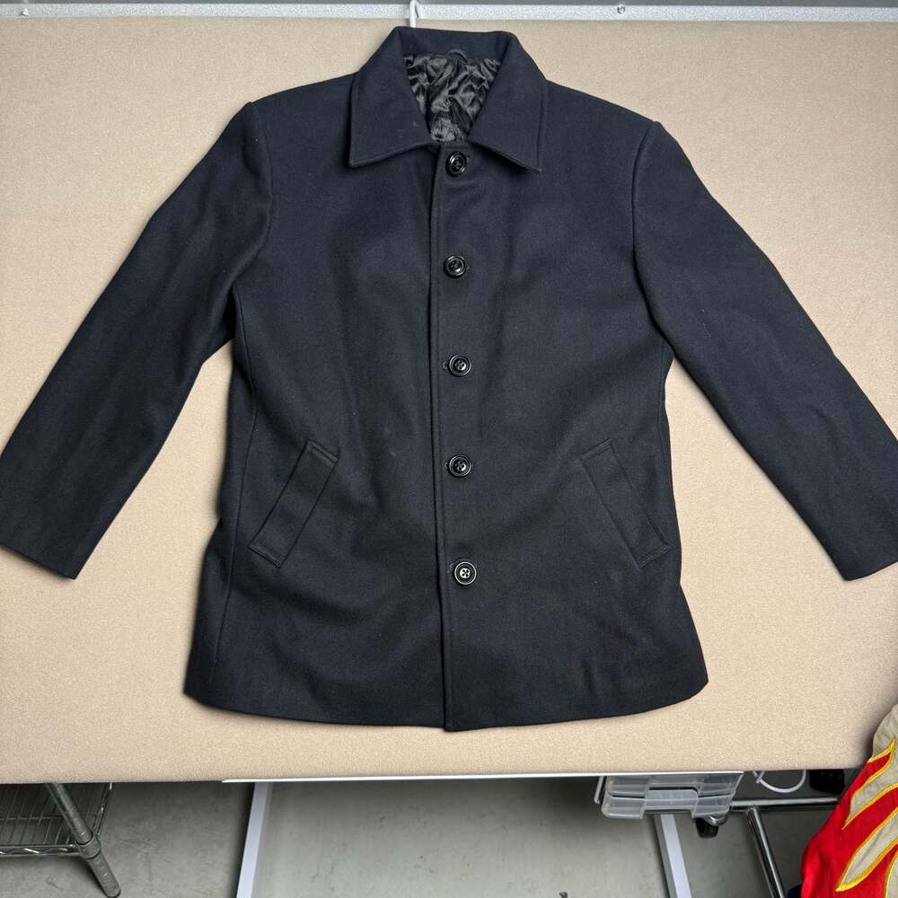 A Dong Silk Custom Made Black Wool Blend Car Coat Jacket
